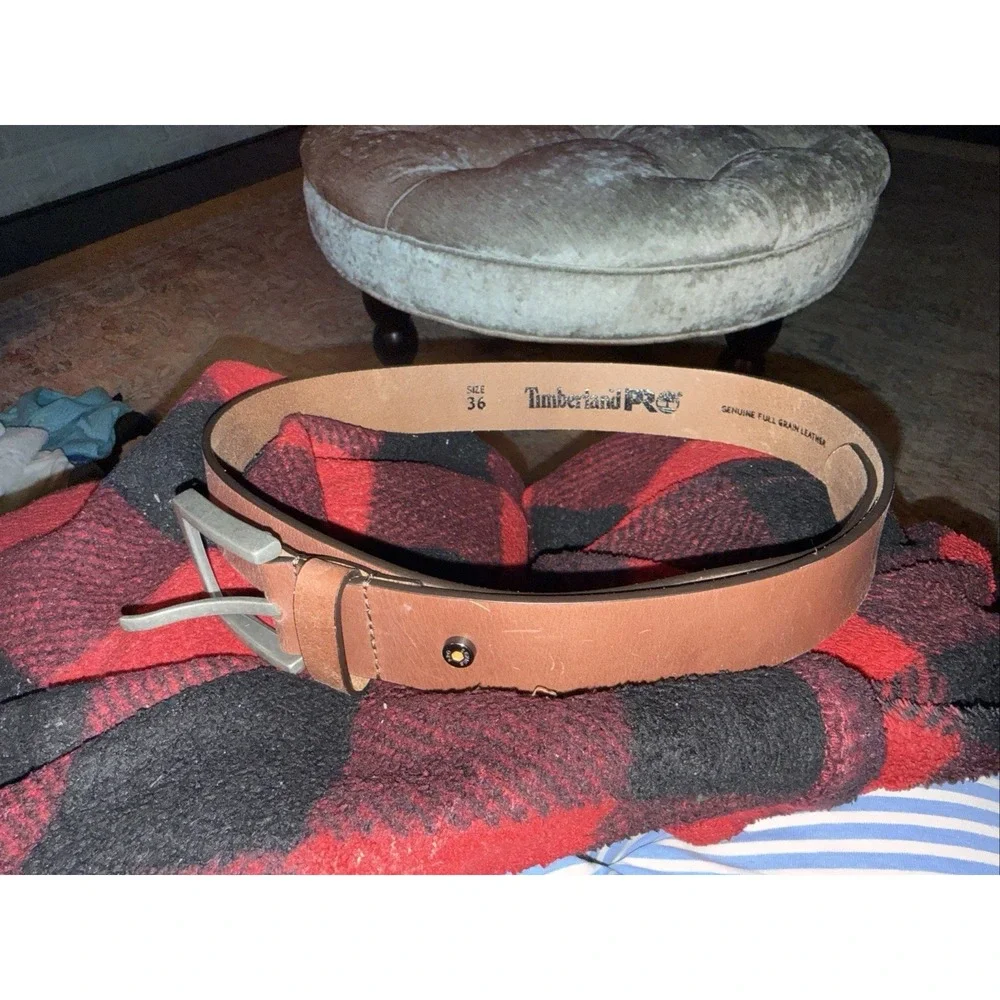 TIMBERLAND PRO Mens Leather Belt, Cognac Brown size 36